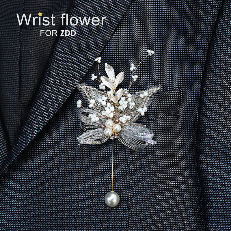 Original handmade high-end wedding corsage bride and groom wedding Mori corsage complete set of word brooch best man