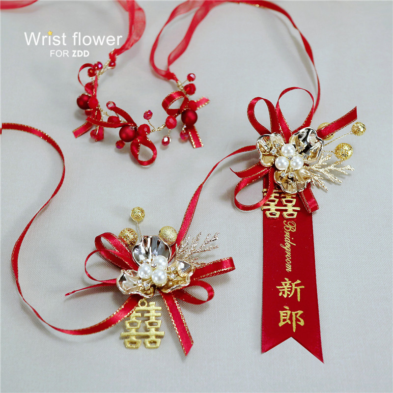 New Arrival Chinese Wedding Boutonniere Boutonniere Wrist Bracelet Wrist Bracelet Red Hand Bracelet Show Wo Dress Cheongsam Boutonniere Wristband - Taobao