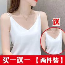 Summer real silk harness vest woman with suit satin face v collar sleeveless bottom shirt mulberry silk ice silk outwear