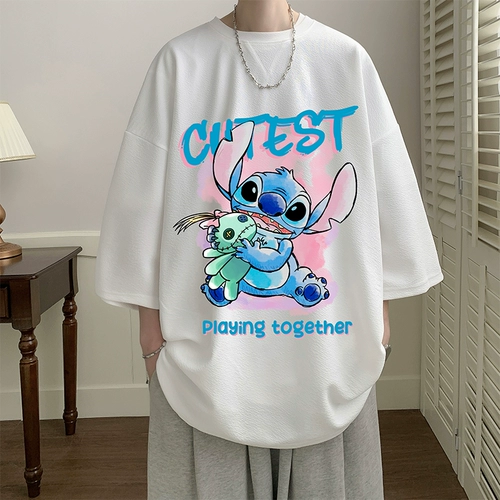 Шелковая синяя футболка с коротким рукавом для школьников, лонгслив, оверсайз, длина миди