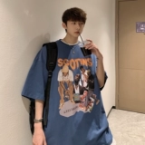 Ретро хлопковая брендовая приятная телу футболка, в американском стиле, короткий рукав