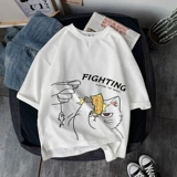 Трендовая брендовая летняя шелковая футболка с коротким рукавом для школьников, оверсайз