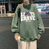 Демисезонный свитшот, утепленный базовый приятный телу лонгслив, в американском стиле, оверсайз