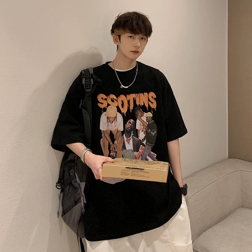 Ретро хлопковая брендовая базовая приятная телу футболка, в американском стиле, короткий рукав