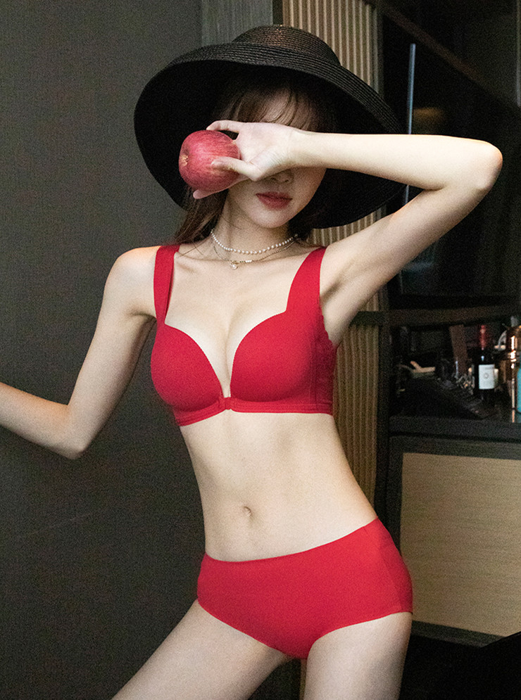 Japanese style front buttoned underwear women's small chest push up and retract paracompression anti-droop adjustable wireless bra 2021