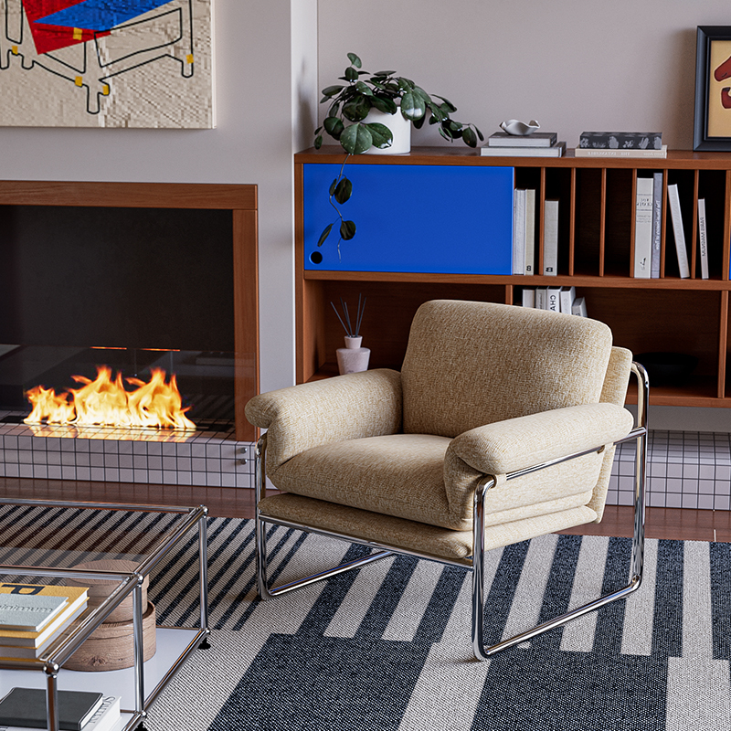 Elegant Mid-Century Bauhaus-Style Designer High-End Living Room Leisure Single Sofa Chair, Lazy Retro-Style Genuine Leather Elegant Mid-Century Bauhaus-Style Designer High-End Living Room Leisure Single Sofa Chair, Lazy Retro-Style Genuine Leather