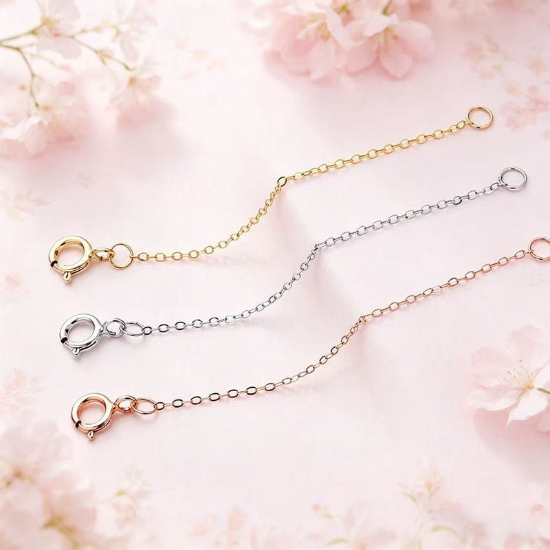 925 Sterling Silver Necklace Extension Chain, Adjustable DIY Jewelry Accessories, Anklet, Bracelet, Cross Tail Chain, Gold Color