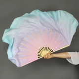 Настоящий фанат Silk Dance Extended Dance Fan Fantasy Powder Purple Blue Gradient Color Dancing Fan Fan Fans Classical Classical Dance