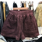 Thu đông 2018 phiên bản châu Âu eo co giãn túi lớn quần nhung kẻ rộng chân váy nữ cỡ lớn rộng rãi Một phiên bản từ của vải to sợi