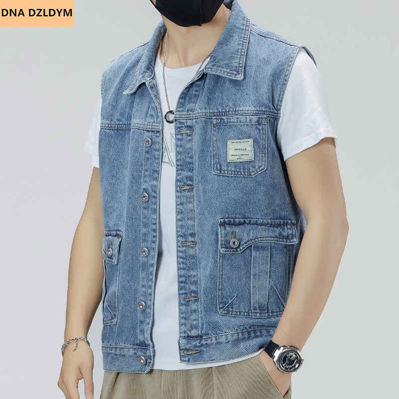 Spring and Autumn 2026 New Denim Vest for Men, Loose Fit, Large Size, Vintage Sleeveless Vest, Workwear Trendy Brand Jacket for Men