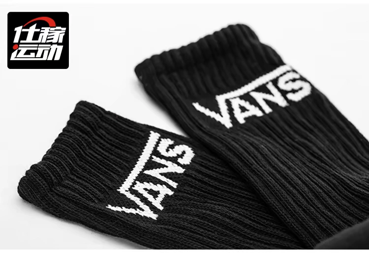 Vans Vans hè mới LOGO nam và nữ vớ thể thao đen trắng ba đôi VN000XRZWHT / XRZBLK - Vớ thể thao