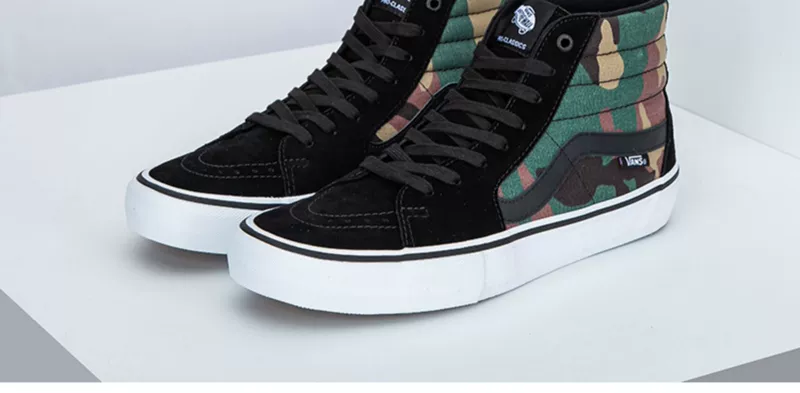 Shiwan VANS Fansi mùa thu đông SK8-Hi giày nam và nữ cao ngụy trang giày ấm áp thông thường VN000VHGAT4 - Dép / giày thường