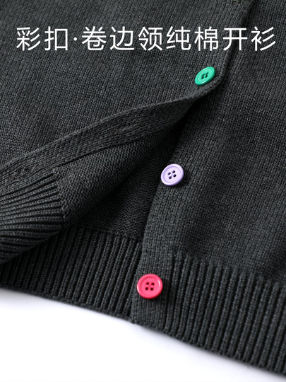 Super nice colorful buttons gray 100% cotton non-pilling sweater for women 2026 new raglan sleeve knitted cardigan