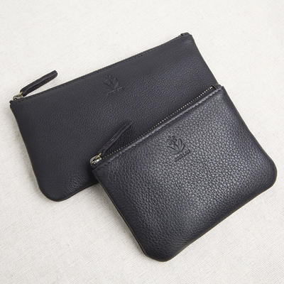 Leather women's coin purse, mini small wallet, short and fresh style, leather zipper, long and thin phone bag, handbag, coins