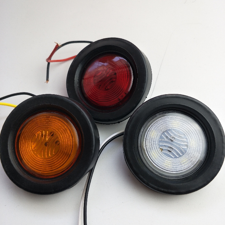 Semi-trailer wagon 2-inch middle set LED hanging plate light 2 inch plate corner lamp red yellow white rear tail light rubber small round lamp