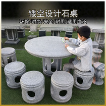 Granite Hollowed-out Stone Table Stone Bench Courtyard Villa Garden Marble Table A Set Of Home Outdoor Stone Table