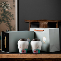 Ceramic tea cans gift box packaging green tea Biluochun Longjing single and double cans gift box tea box empty box