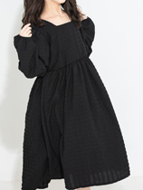 Small Big Planet Customized Spring 2021 New Super Immortal Long Dress Temperament Square Collar Design Black Dress