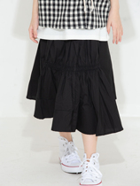 Little Big Planet Childrens Wear 21SS Girls Summer New style Art Fan Black Irregular Pleated Skirt