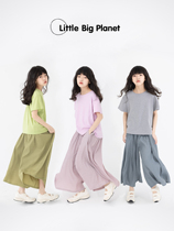 Small Great Planet Boy Dress Wave Tattoo Little Fresh Girl Wide Leg Pants Draped Bar Summer Wide Pants Leg 90% Pants