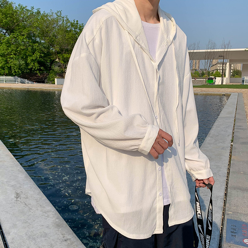 Spring and Summer Linen Shirts for Men, Long-Sleeved Loose Hoodies, Casual Couple Shirts, Sun Protection Jackets, Thin Tops
