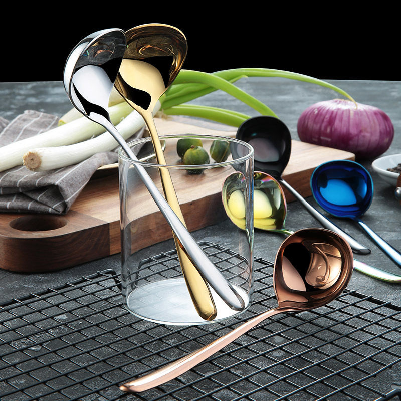 Hot pot colander soup spoon 304 thickened stainless steel long handle small large porridge household commercial kitchen set