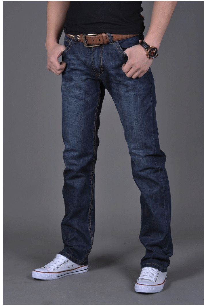 Mùa xuân của Nam Giới Jeans Stretch Straight Trung Niên Cao eo Lỏng Kích Thước Lớn Kinh Doanh Bình Thường Quần của Nam Giới Thanh Niên Quần