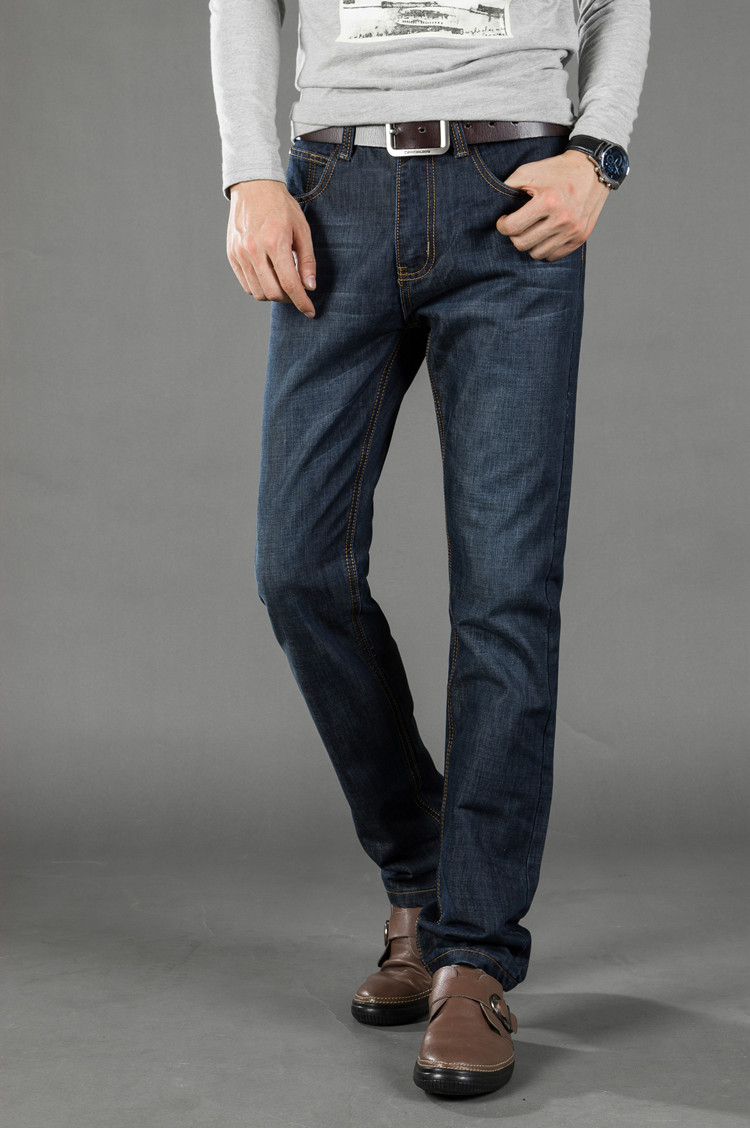 Mùa xuân của Nam Giới Jeans Stretch Straight Trung Niên Cao eo Lỏng Kích Thước Lớn Kinh Doanh Bình Thường Quần của Nam Giới Thanh Niên Quần