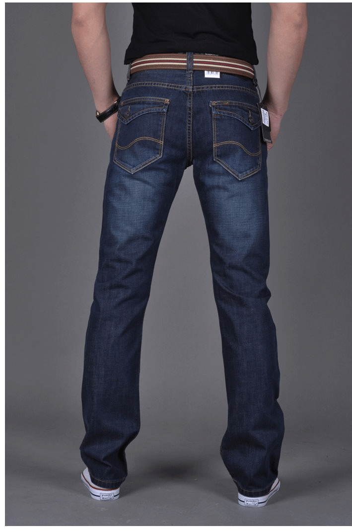 Mùa xuân của Nam Giới Jeans Stretch Straight Trung Niên Cao eo Lỏng Kích Thước Lớn Kinh Doanh Bình Thường Quần của Nam Giới Thanh Niên Quần