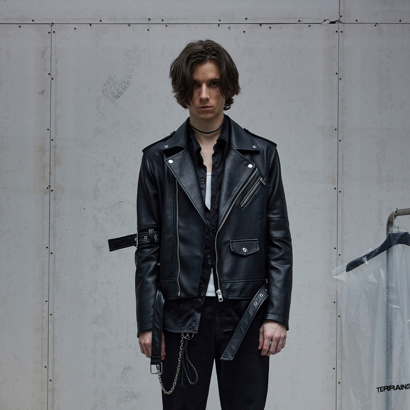 Motorcycle Strap Pu Leather Jacket, Fitted Jacket, Unisex Commuter Versatile Terraincognita