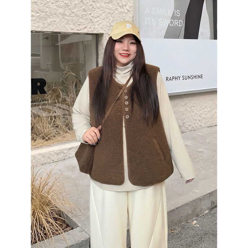 Plus-Size Women's Clothing, Casual Style Vest, New Autumn and Winter Model, Versatile Loose Layering Vest for Chubby Girls 19205H Plus-Size Women's Clothing, Casual Style Vest, New Autumn and Winter Model, Versatile Loose Layering Vest for Chubby Girls 19205H