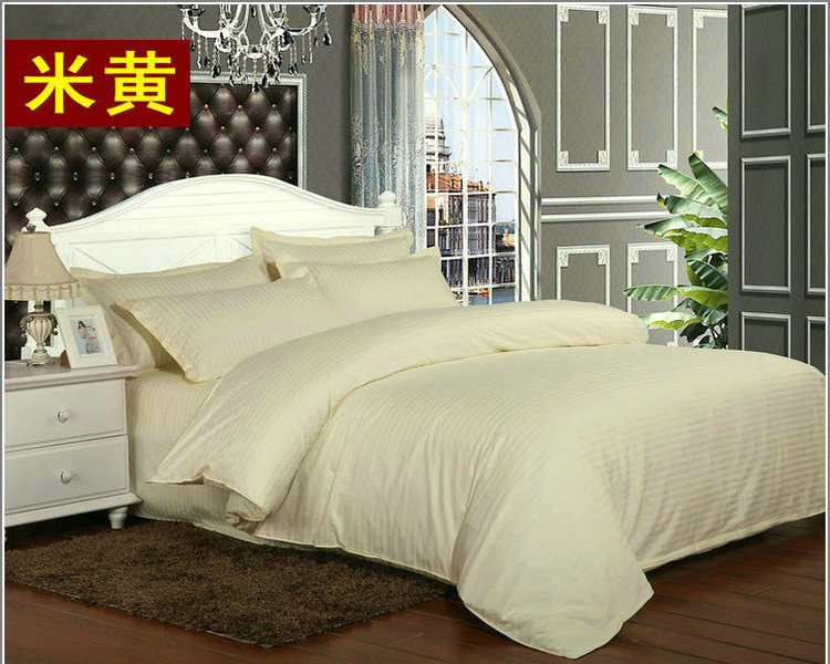 Cotton rice yellow satin sheets Hotel hotel supplies beauty salon single double beige quilt cover pillowcase