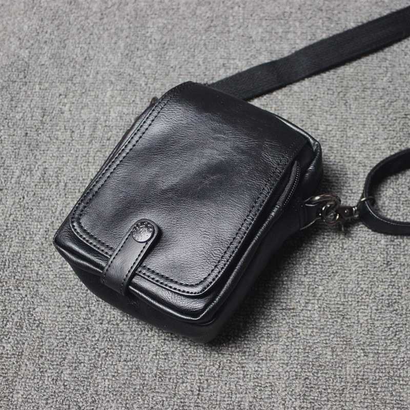 threebox single shoulder bag men PU leather skew satchel men's purse mini casual small scapegoat breast bag Japan-Japan