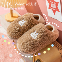 Mens slippers winter 2021 new bag with home Moon shoes plush spring and autumn cotton slippers women winter indoor