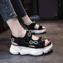 Tide cards 2022 new pine cakes thick bottom sandals womens autumn outside wearing 100 lap water drill Roman beach shoes nets red fairy shoes