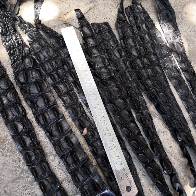 DIY crocodile bone black crushed leather material bone crushed leather by catfish handmade decorative hand ring key buckle leather material
