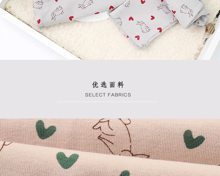 Xiaohetuochunqiu Bộ đồ lót trẻ em 2018 cho bé gái 1-10 tuổi mùa thu quần áo mỏng phần in hình con thỏ - Quần áo lót