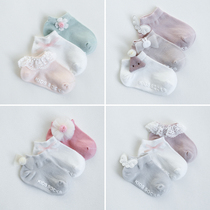 Female baby newborn baby socks spring and autumn lace pure cotton princess summer thin floor boat socks 0-3 months 1 year old