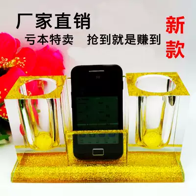 Crystal seat desktop wireless microphone rack ktv storage box BBS microphone seat lettering