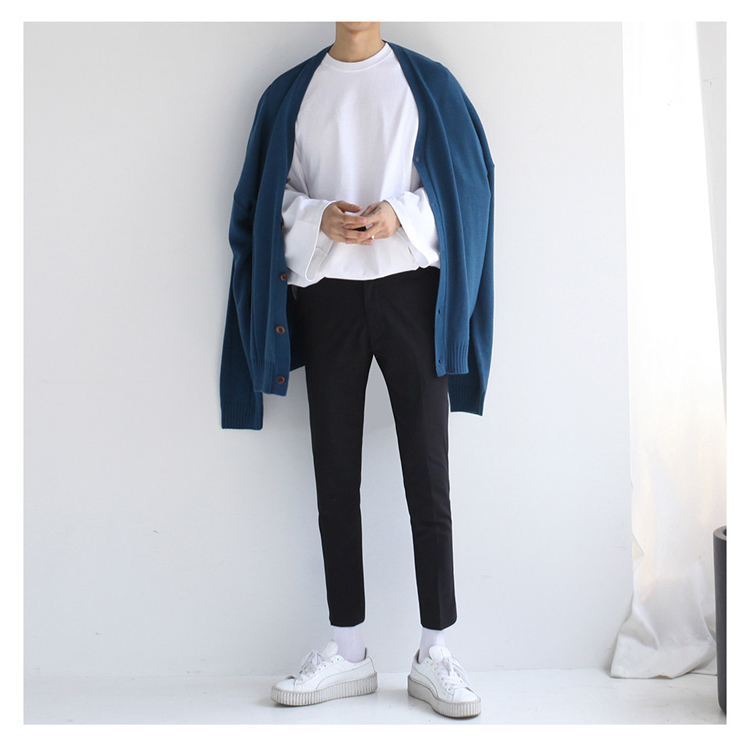 Hàn quốc ulzzang mùa thu và mùa đông cardigan áo len nam giới và phụ nữ vài áo thả vai lỏng màu rắn Harajuku bf gió áo khoác thủy triều