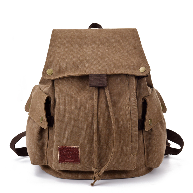 Canvas Backpack for Women, Retro Style, Casual Travel Drawstring Backpack for Men, Japanese-Style Artistic Bag, College Student School Bag
