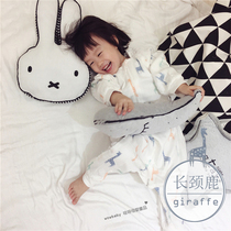 ins baby bamboo cotton six-layer gauze long sleeve split leg sleeping bag baby four-layer zipper sleeping bag anti-kicking quilt autumn and winter