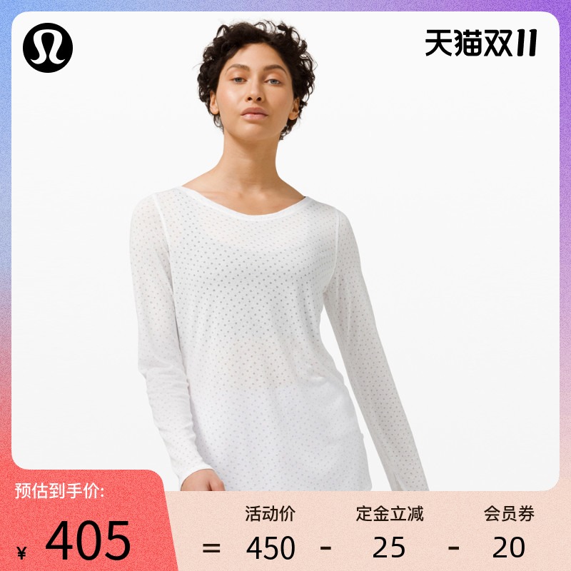 lululemon women sport long sleeve T-shirt * yoga wide neckline LW3EU4S