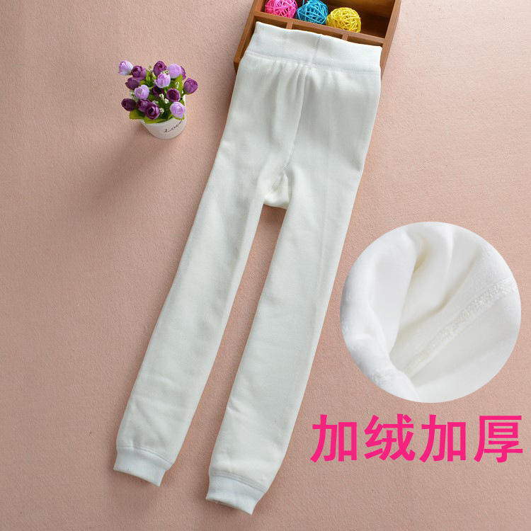 Autumn and winter girls' warm plus velvet thick bottoming pantyhose student flat white black dance nine-point pantyhose