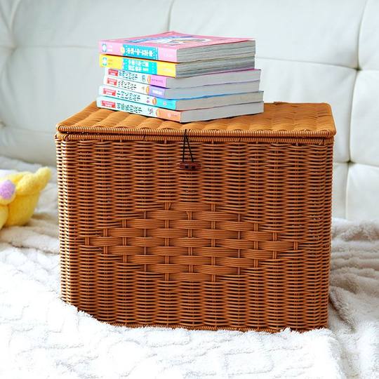 Imitation Rattan Nordic Style Storage Box Cabinet Book Storage Box Snack Storage Box Underwear Cosmetics Storage Basket Miscellaneous Storage Box