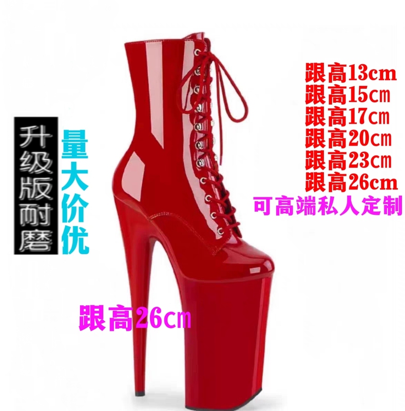 Ultra-High Heels, Stiletto Heels, Sky-High Pole Dancing Boots, Model Catwalk Performance Shoes, Low-Cut Short Boots, Sexy Short-Cut Fashion Boots