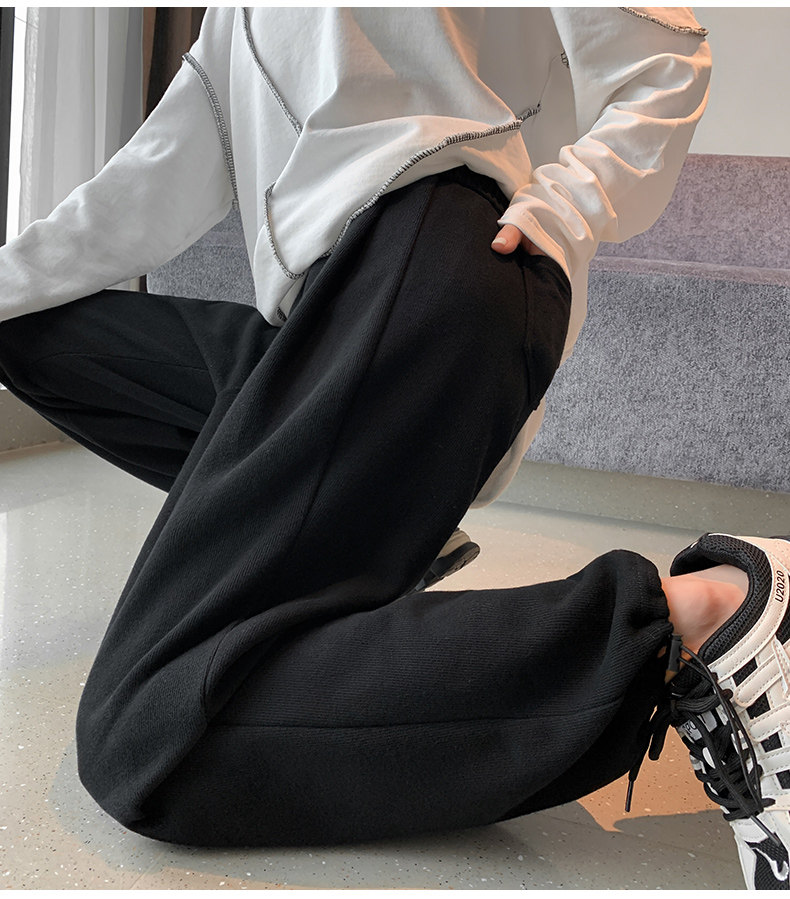 韩国墨绿色运动裤女薄款宽松束脚卫裤ins潮显瘦高腰休闲阔腿裤夏详情29