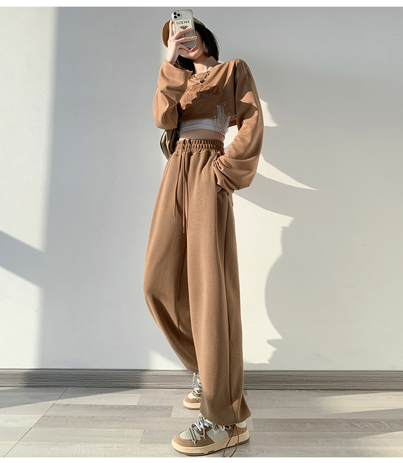 韩国墨绿色运动裤女薄款宽松束脚卫裤ins潮显瘦高腰休闲阔腿裤夏详情16