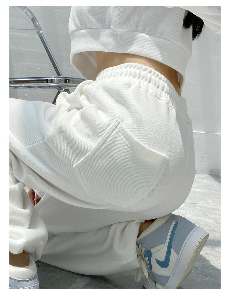 白色运动裤女韩国2022年春夏新款宽松高腰垂感休闲卫裤直筒阔腿裤详情12