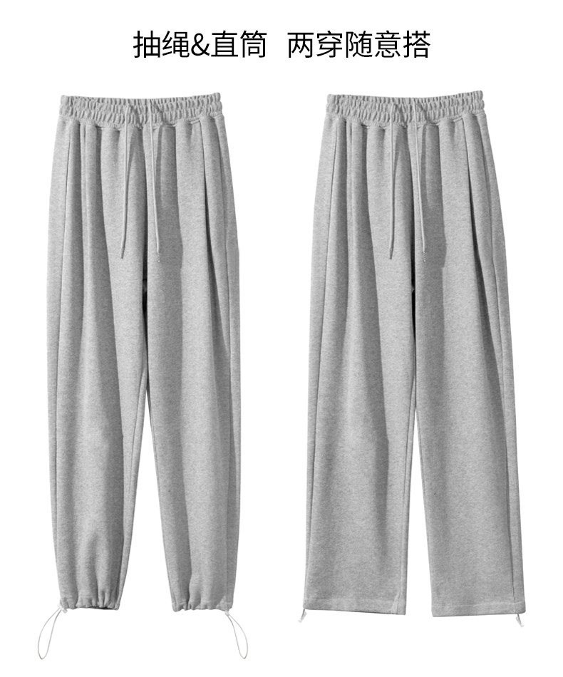 白色运动裤女韩国2022年春夏新款宽松高腰垂感休闲卫裤直筒阔腿裤详情7
